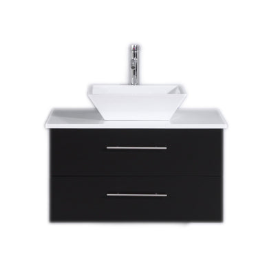 Totti Wave 30″ Modern Bathroom Vanity w/ Super White Man-Made Stone Top & Sink Vanity Eviva Espresso